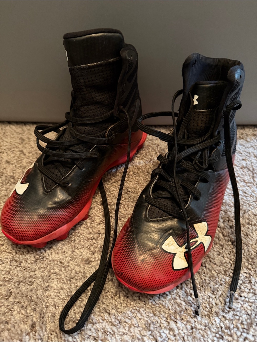 Under Armour Kids Black and Red High-Top Sneakers